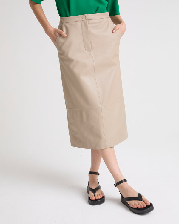 Lamb leather pencil skirt