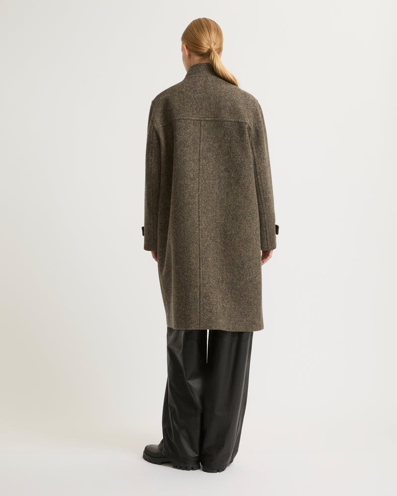 Long woollen pea coat - grey - Yves Salomon