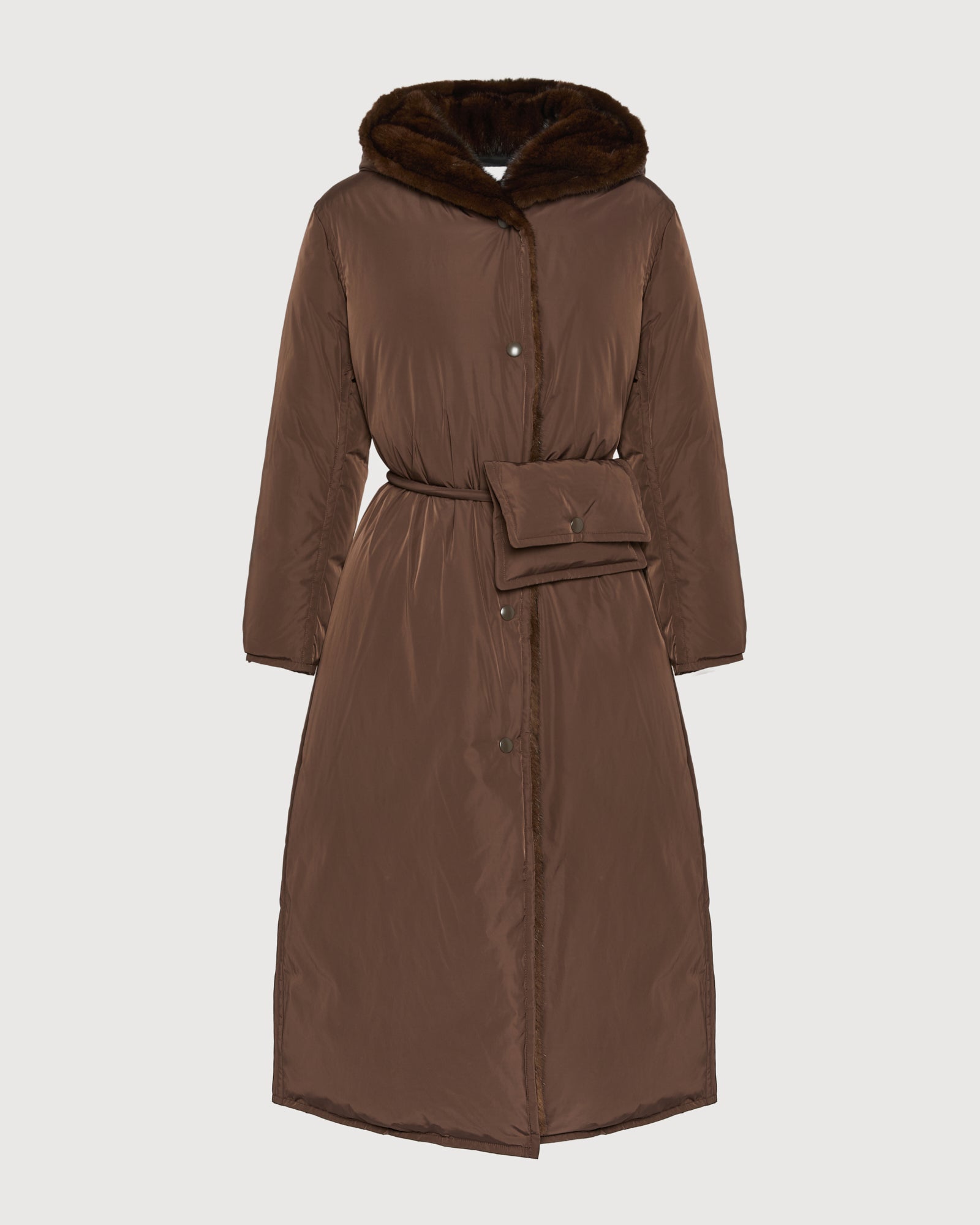 Long down jacket in technical fabric and mink fur - Yves Salomon