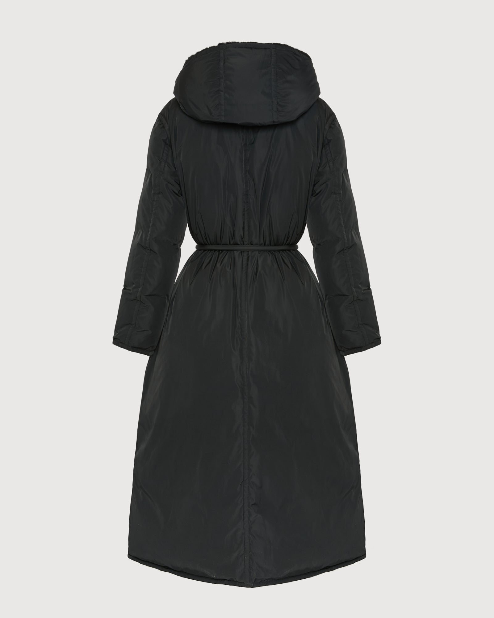 Long down jacket in technical fabric and mink fur - black - Yves