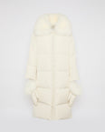 Long down jacket in technical fabric with detachable fox fur collar