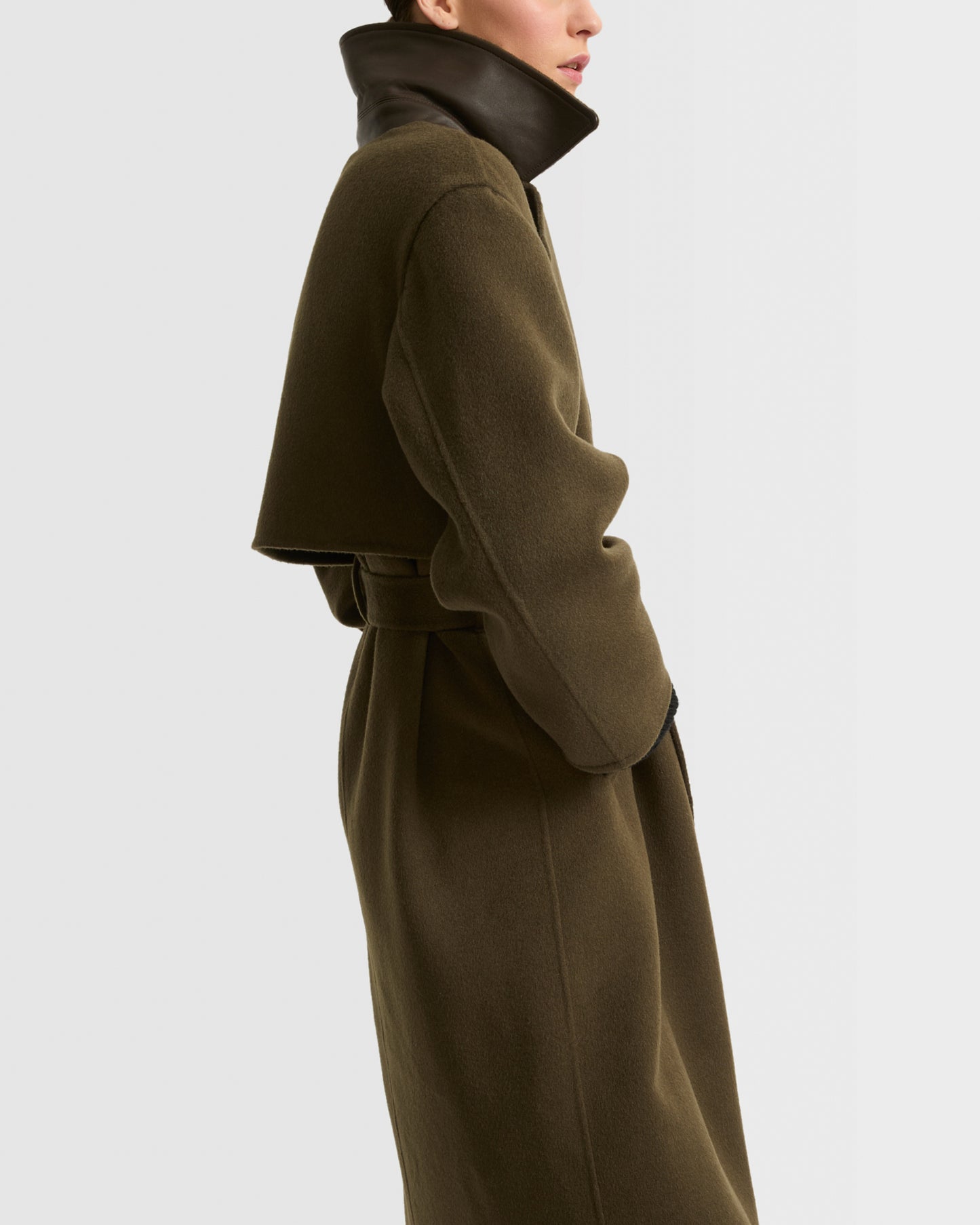 Long wool cashmere-blend trench coat
