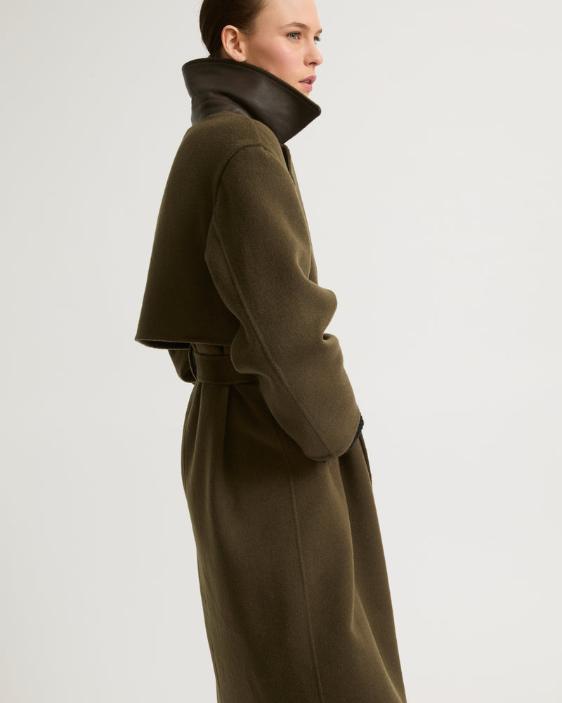 Long wool cashmere blend trench coat