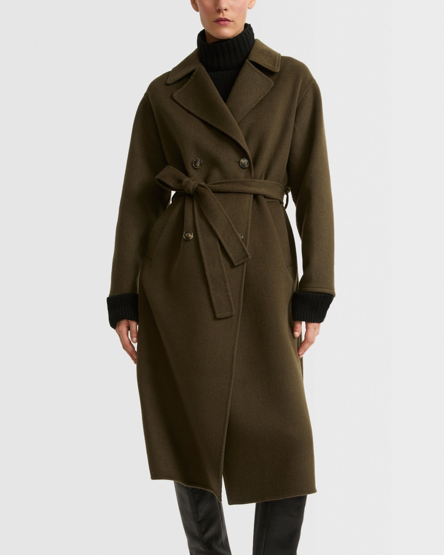 Long wool cashmere-blend trench coat