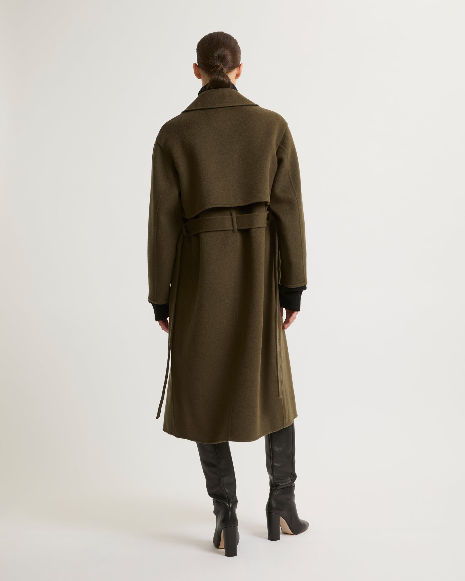Long cashmere-blend trench coat - khaki - Yves Salomon