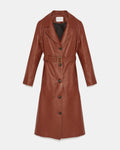 Long silhouette trench coat in lambskin leather