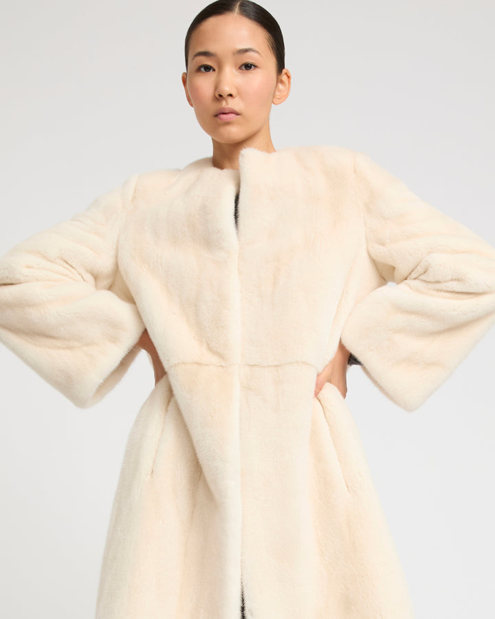 Maxi belted coat in long-haired mink fur -Yves Salomon