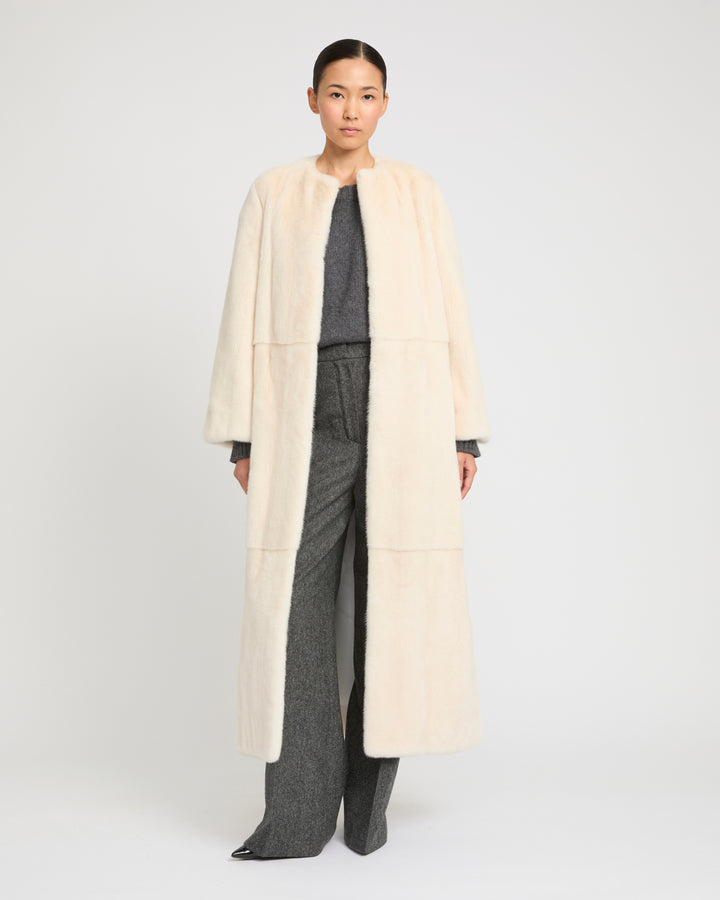 Maxi belted coat in long-haired mink fur -Yves Salomon