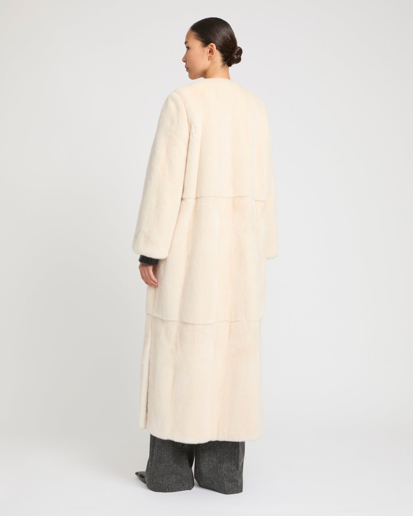 Maxi belted coat in long-haired mink fur -Yves Salomon