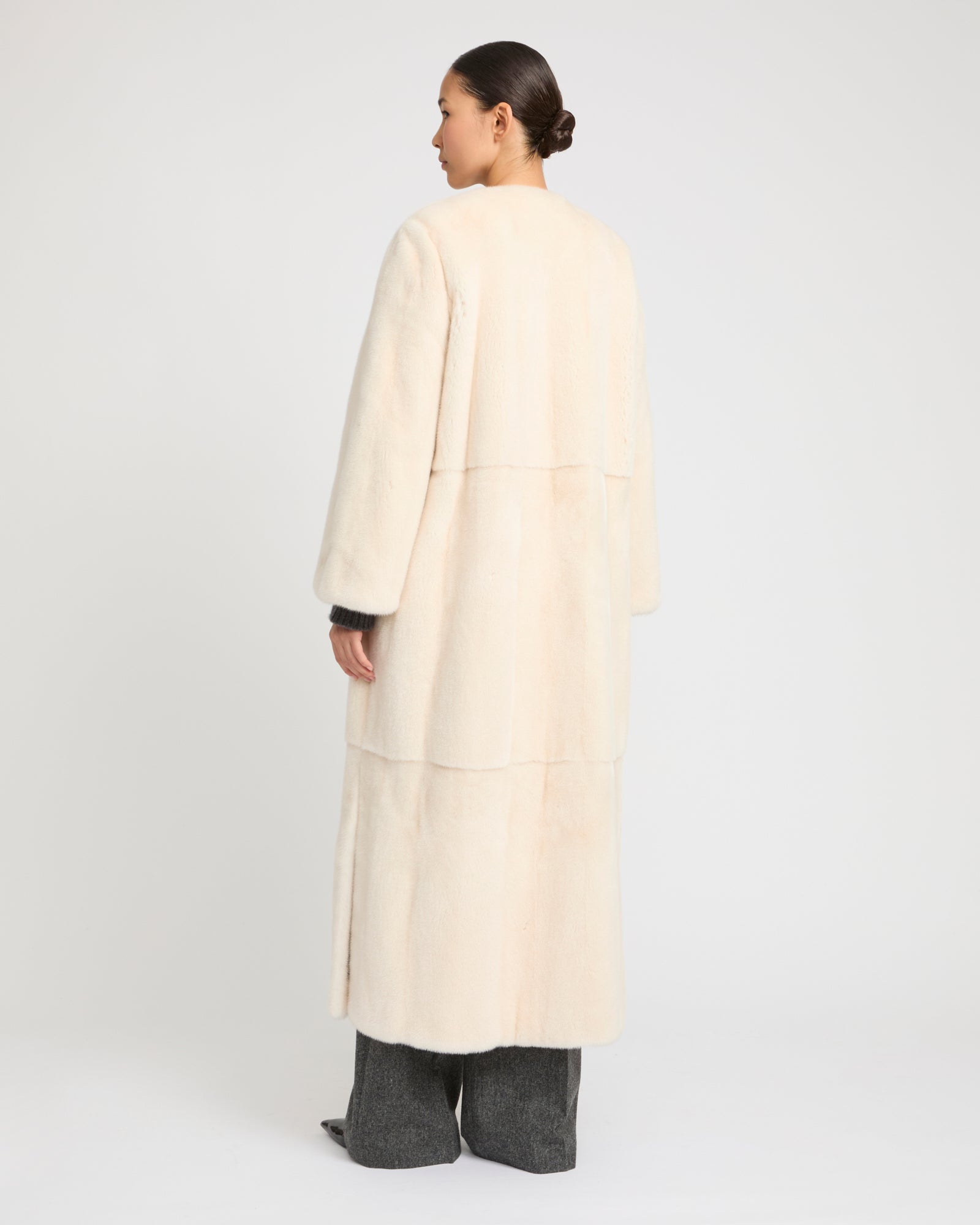 Maxi belted coat in long-haired mink fur -Yves Salomon