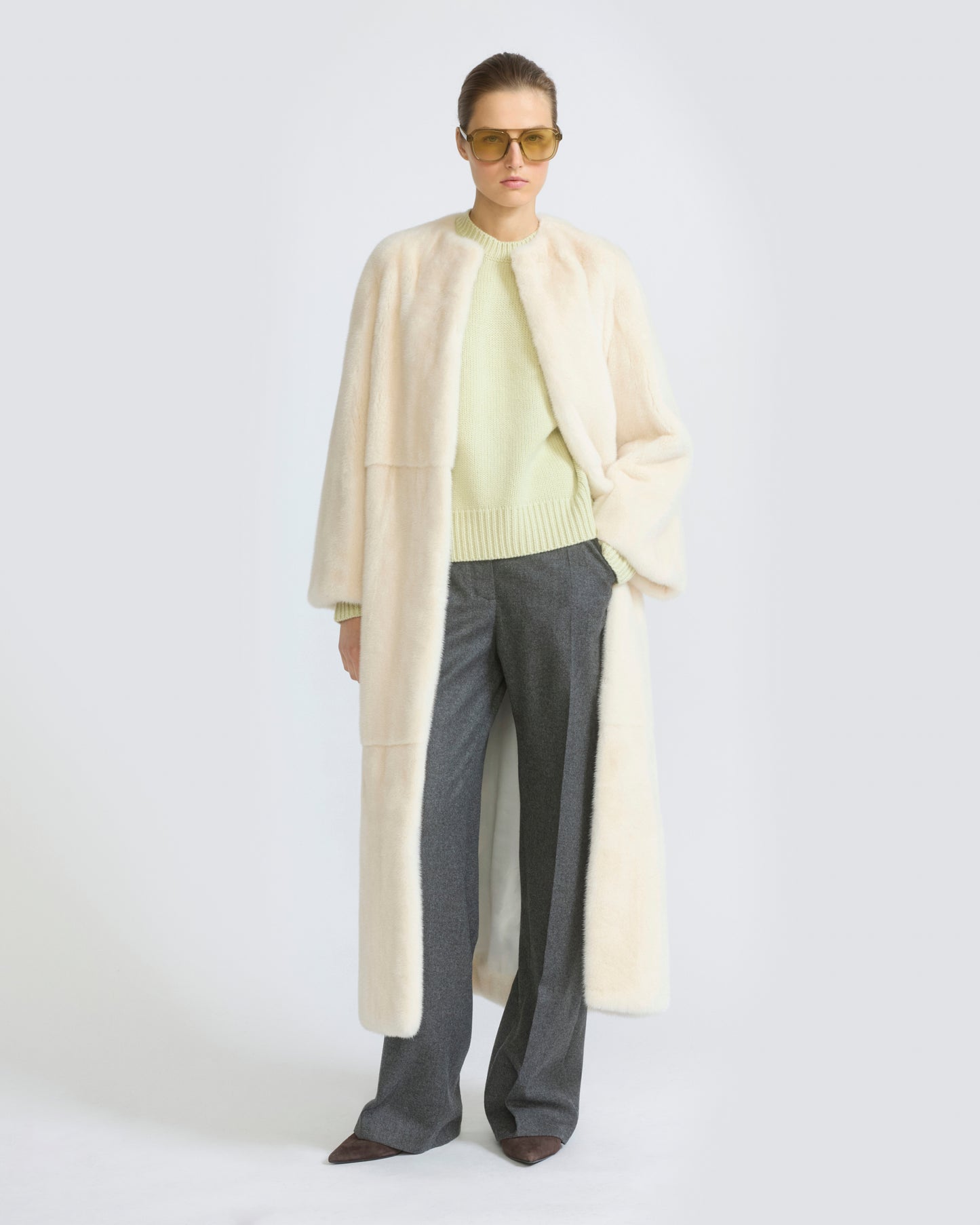 Maxi belted coat in long-haired mink fur - Yves Salomon - New Fall/Winter Collection