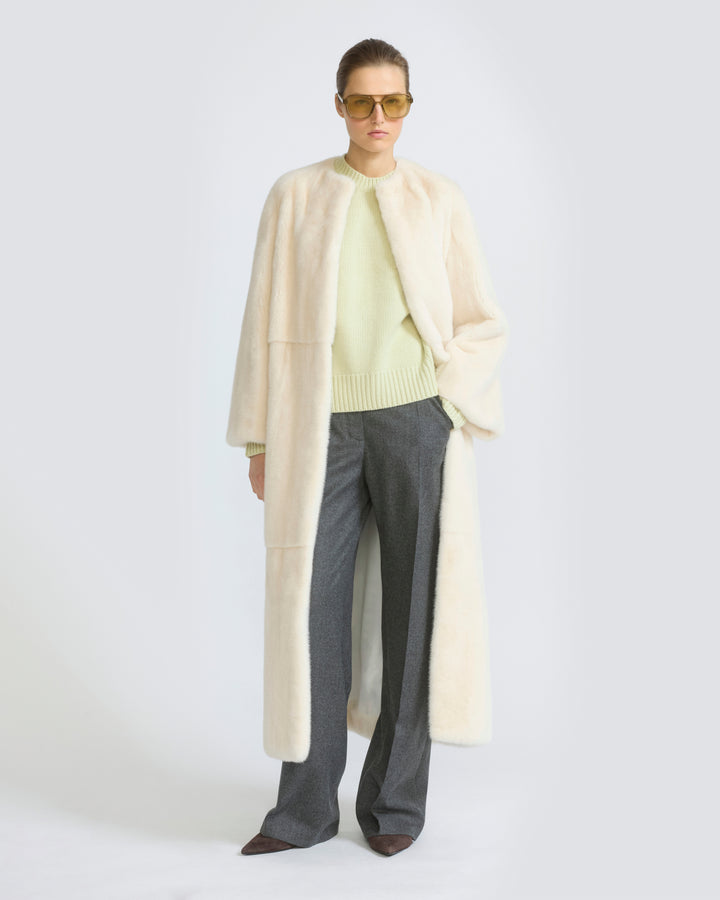Maxi belted coat in long-haired mink fur - Yves Salomon - New Fall/Winter Collection