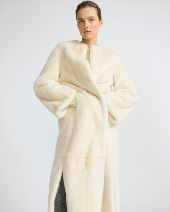 Maxi belted coat in long-haired mink fur - Yves Salomon - New Fall/Winter Collection