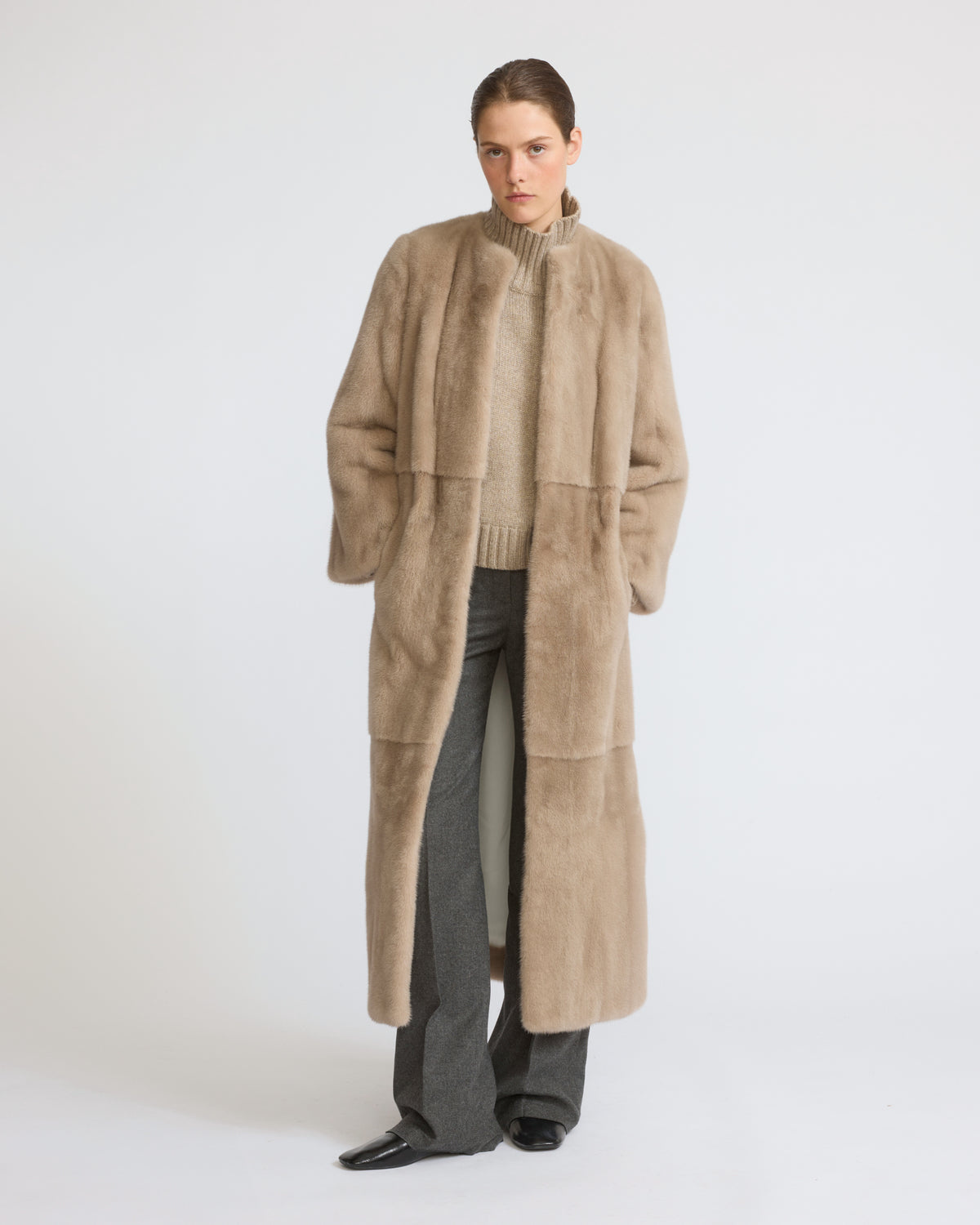 Maxi belted coat in long-haired mink fur - Yves Salomon - New Fall/Winter Collection