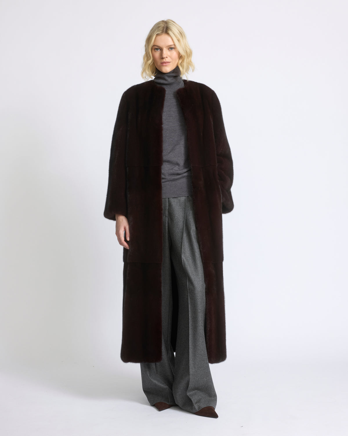 Maxi belted coat in long-haired mink fur - Yves Salomon - New Fall/Winter Collection