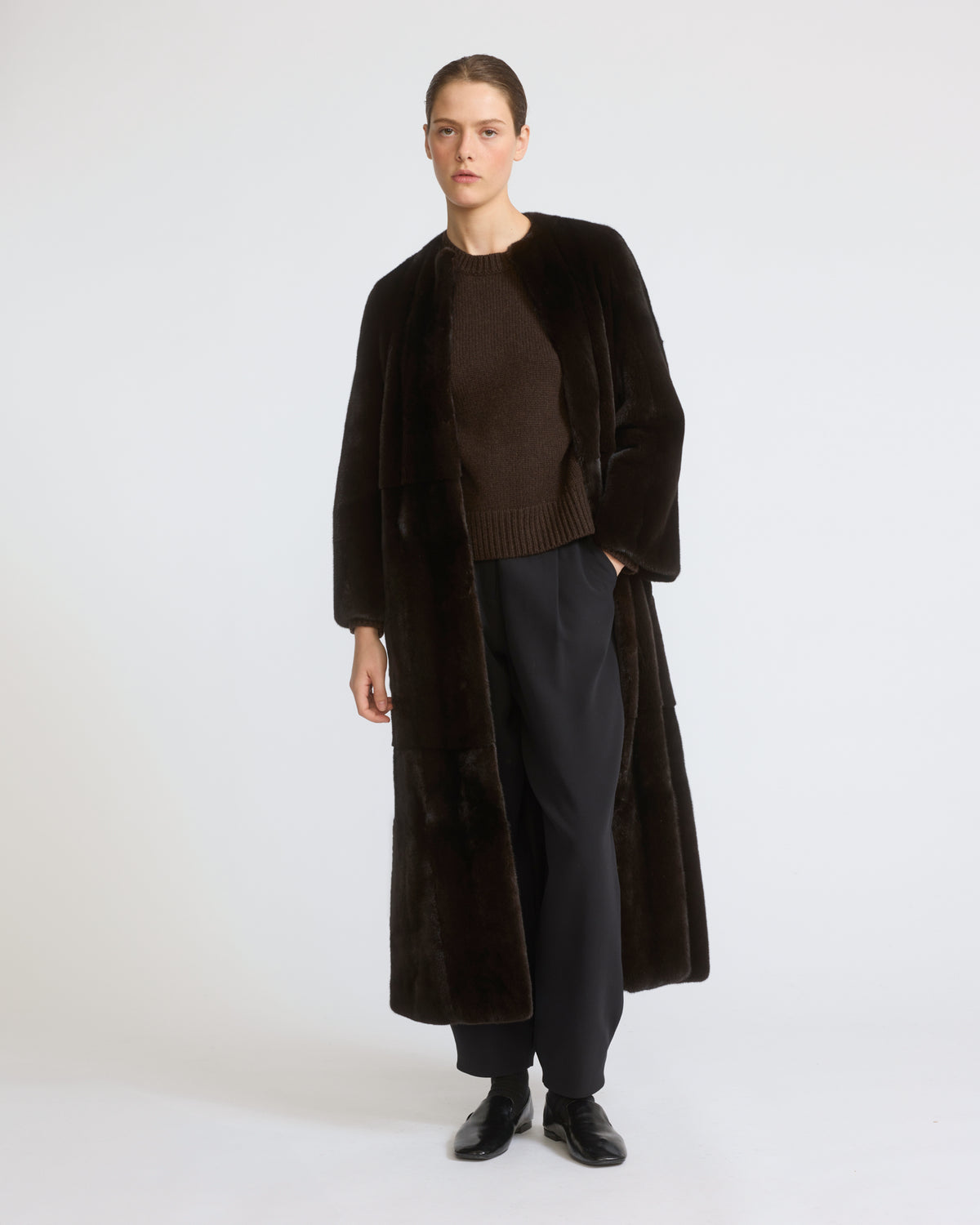 Maxi belted coat in long-haired mink fur - Yves Salomon - New Fall/Winter Collection