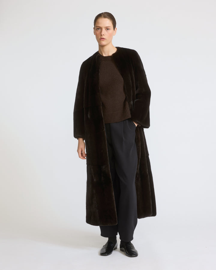 Maxi belted coat in long-haired mink fur - Yves Salomon - New Fall/Winter Collection