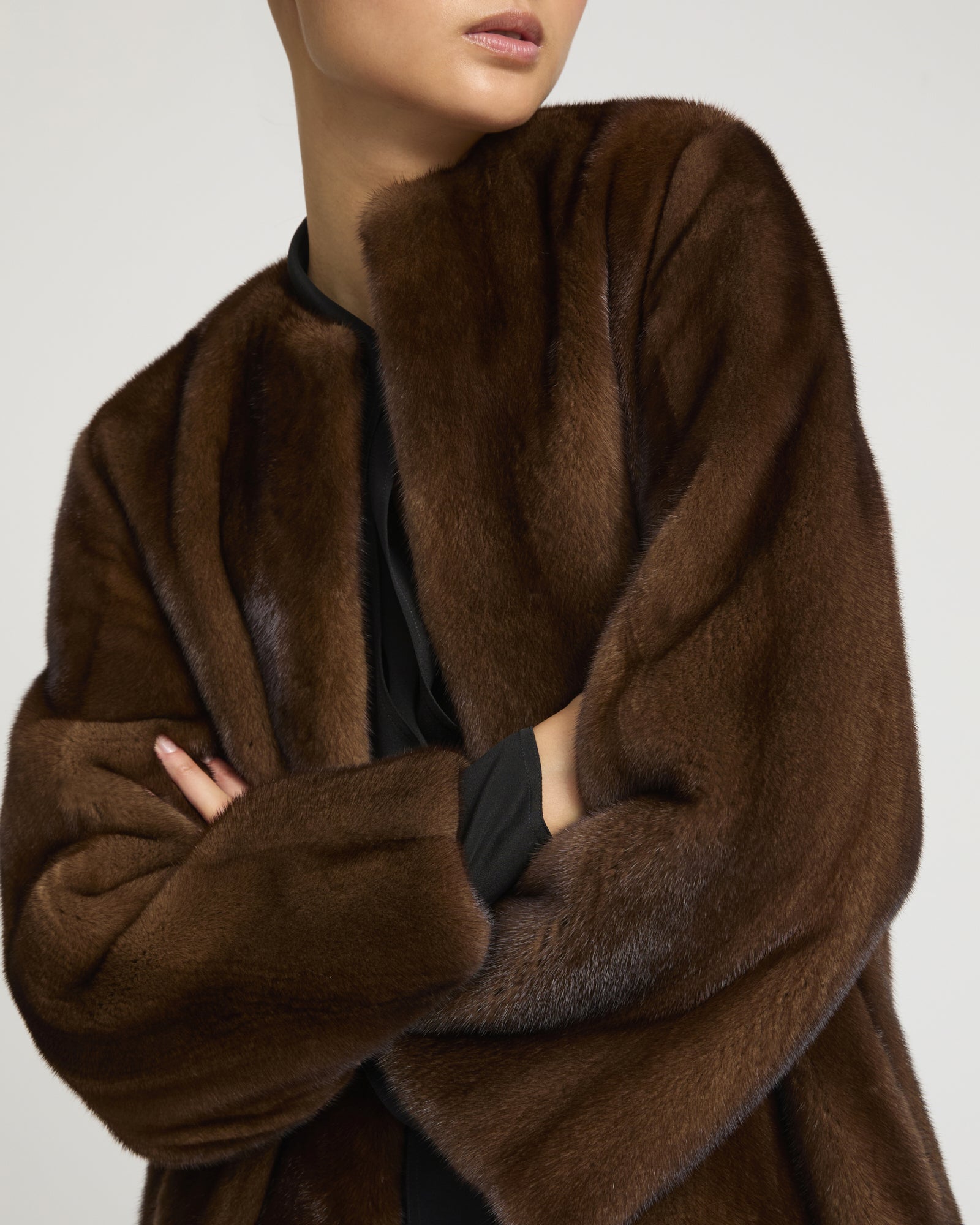 Maxi belted coat in long-haired mink fur -Yves Salomon