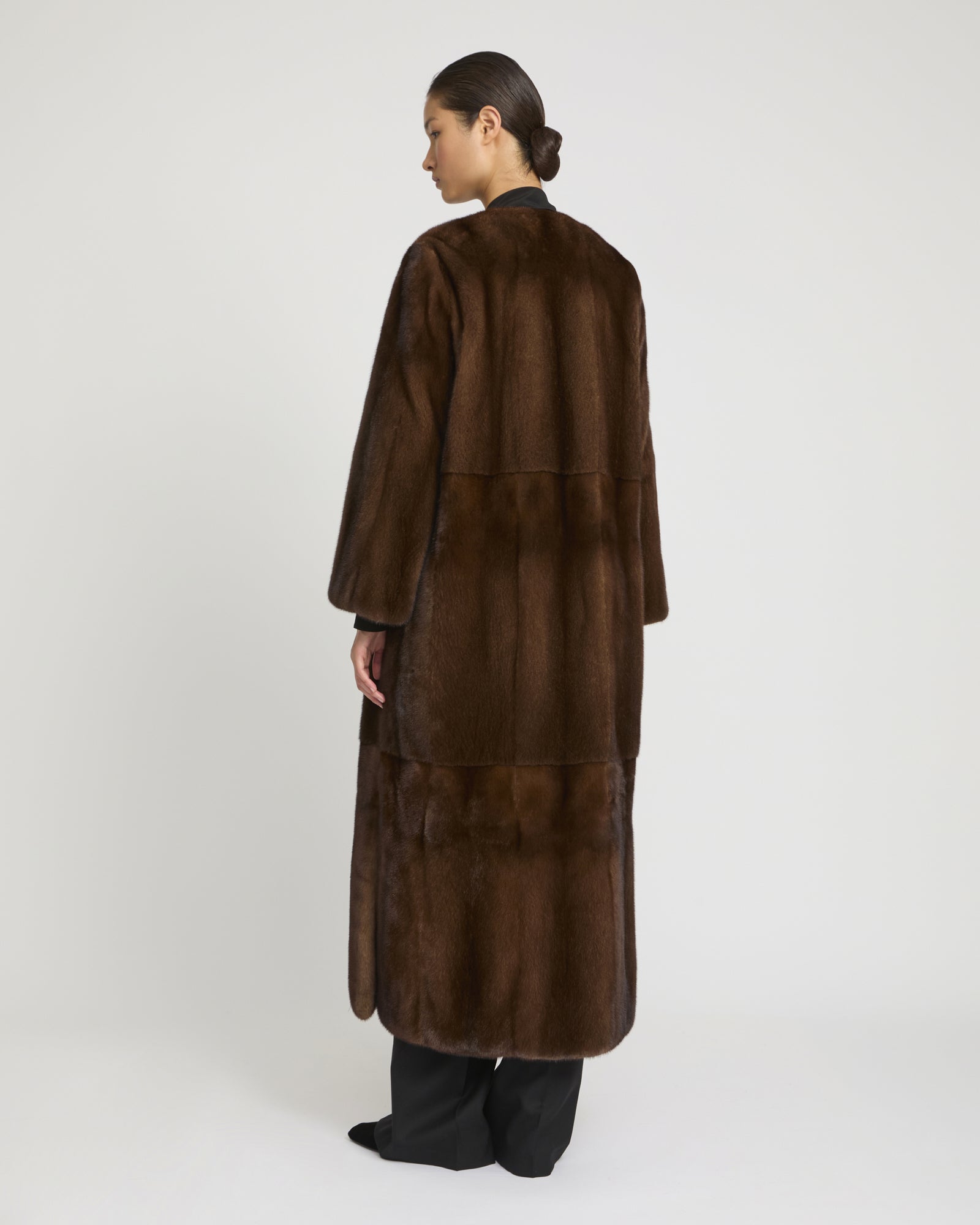 Maxi belted coat in long-haired mink fur -Yves Salomon