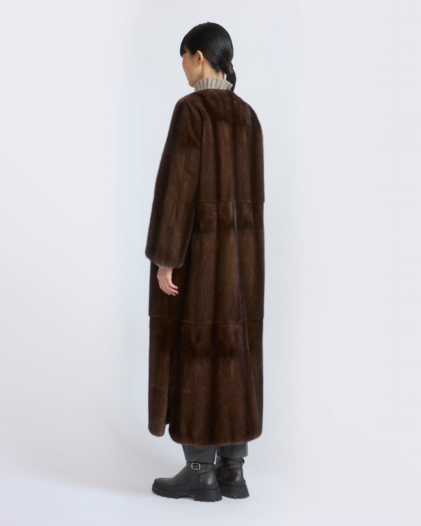 Maxi belted coat in long-haired mink fur - Yves Salomon - New Fall/Winter Collection