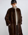 Maxi coat in long-haired mink fur