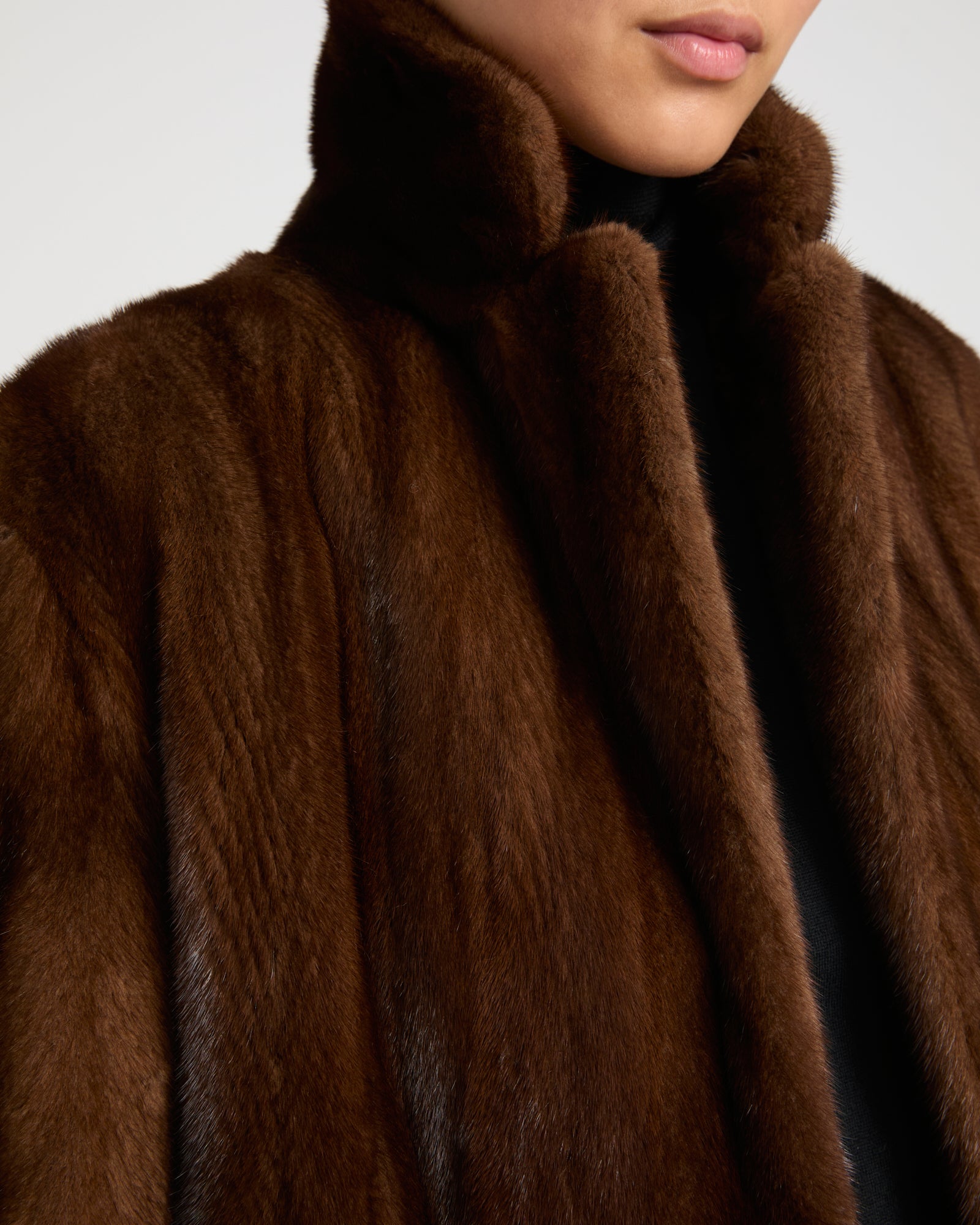 Long coat in long-haired mink fur - brown - Yves Salomon – Yves