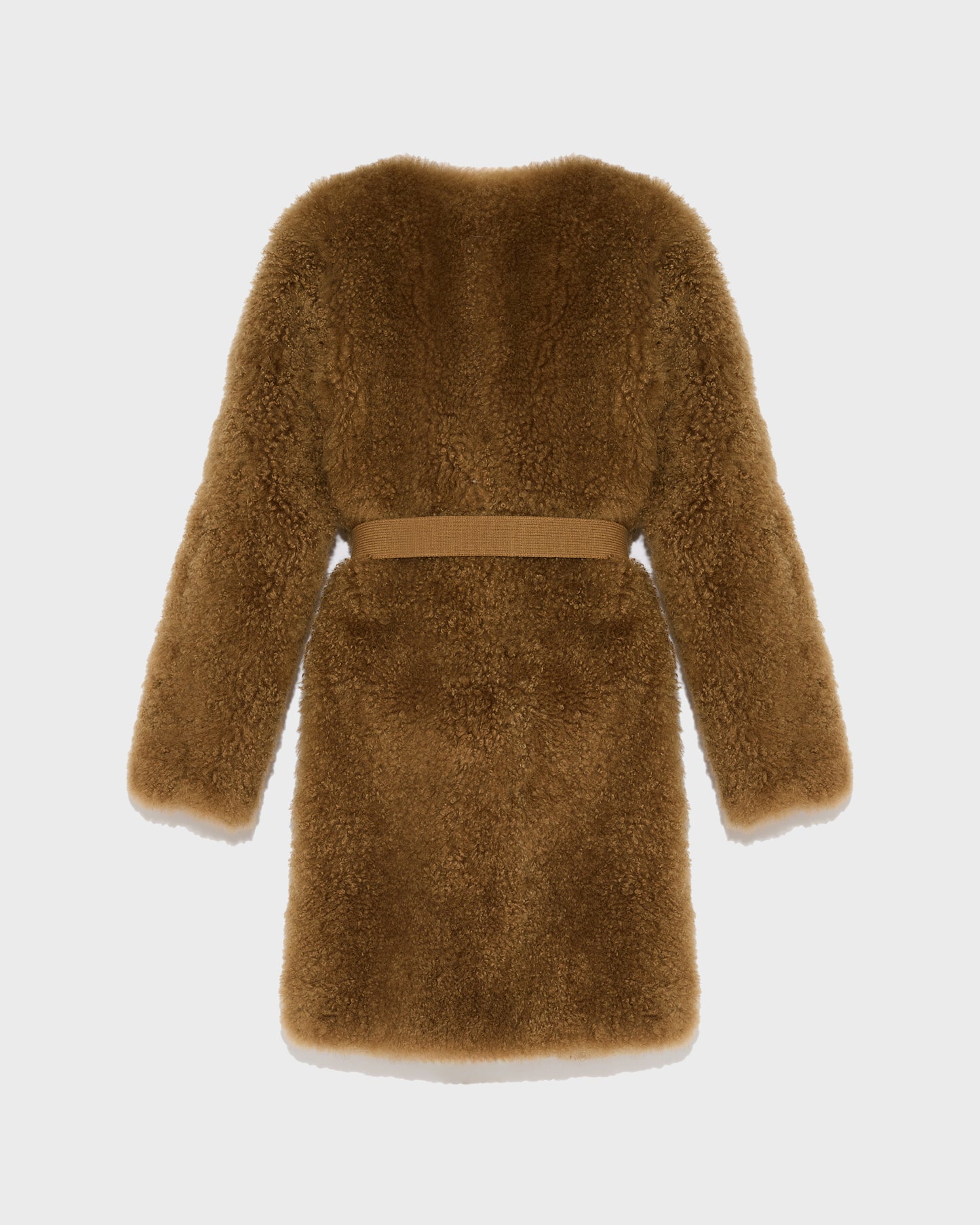 Coat in merino knit and lambskin - camel - Yves Salomon