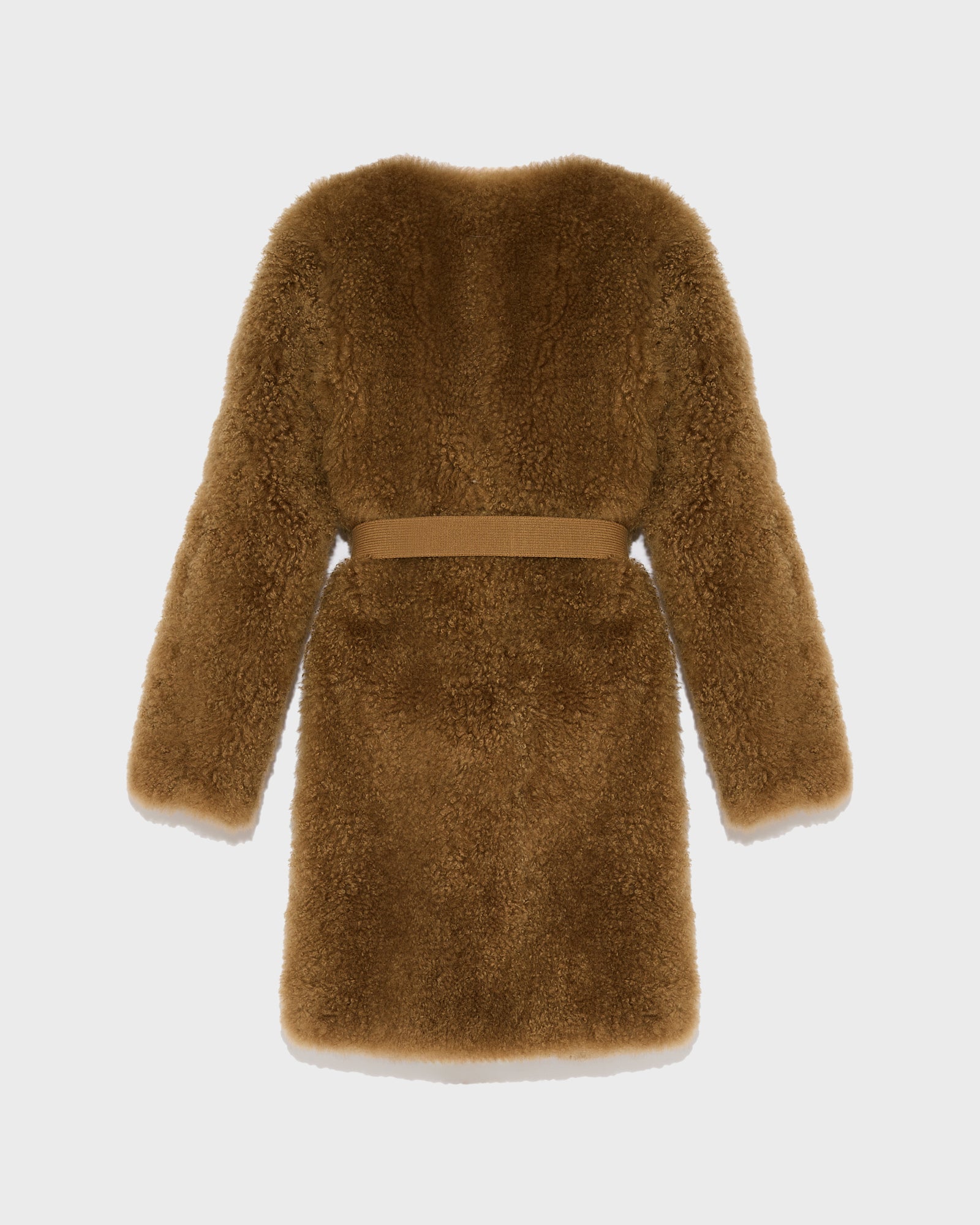 Coat in merino knit and lambskin - camel - Yves Salomon