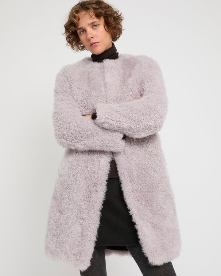 Coat in merino knit and lambskin -Yves Salomon