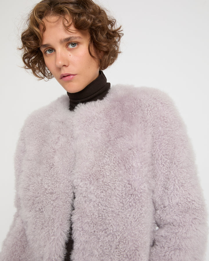 Coat in merino knit and lambskin -Yves Salomon