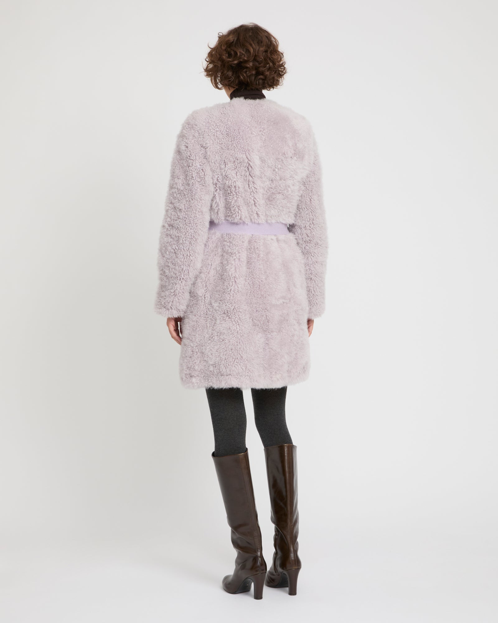 Coat in merino knit and lambskin -Yves Salomon