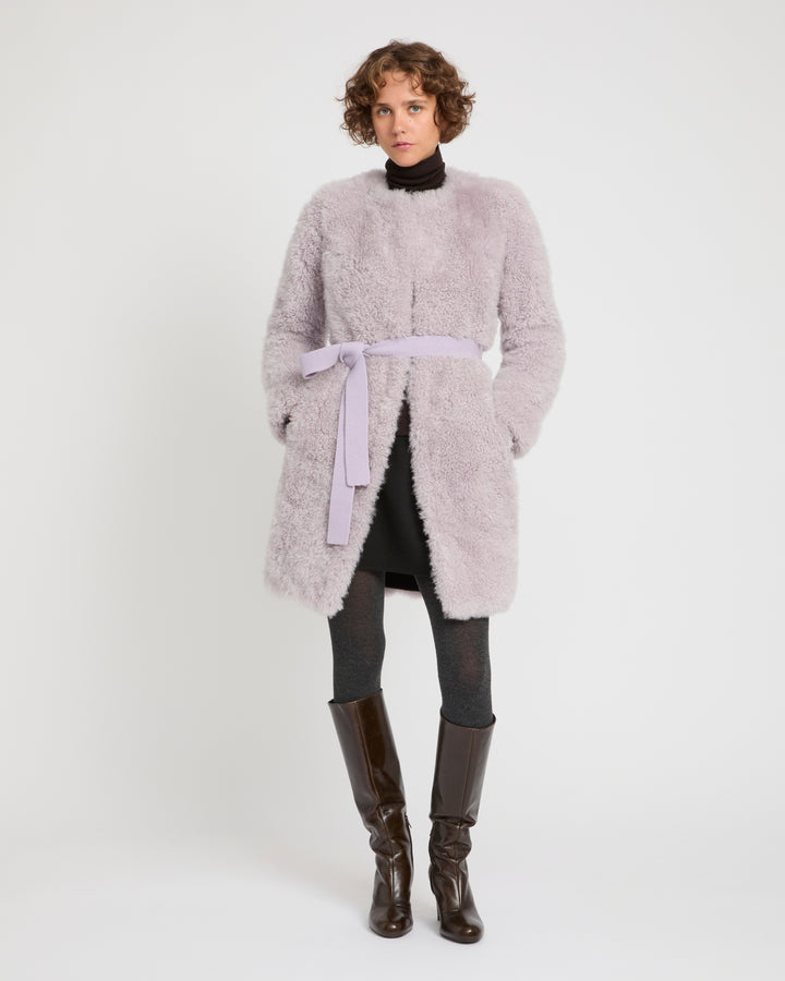 Coat in merino knit and lambskin -Yves Salomon