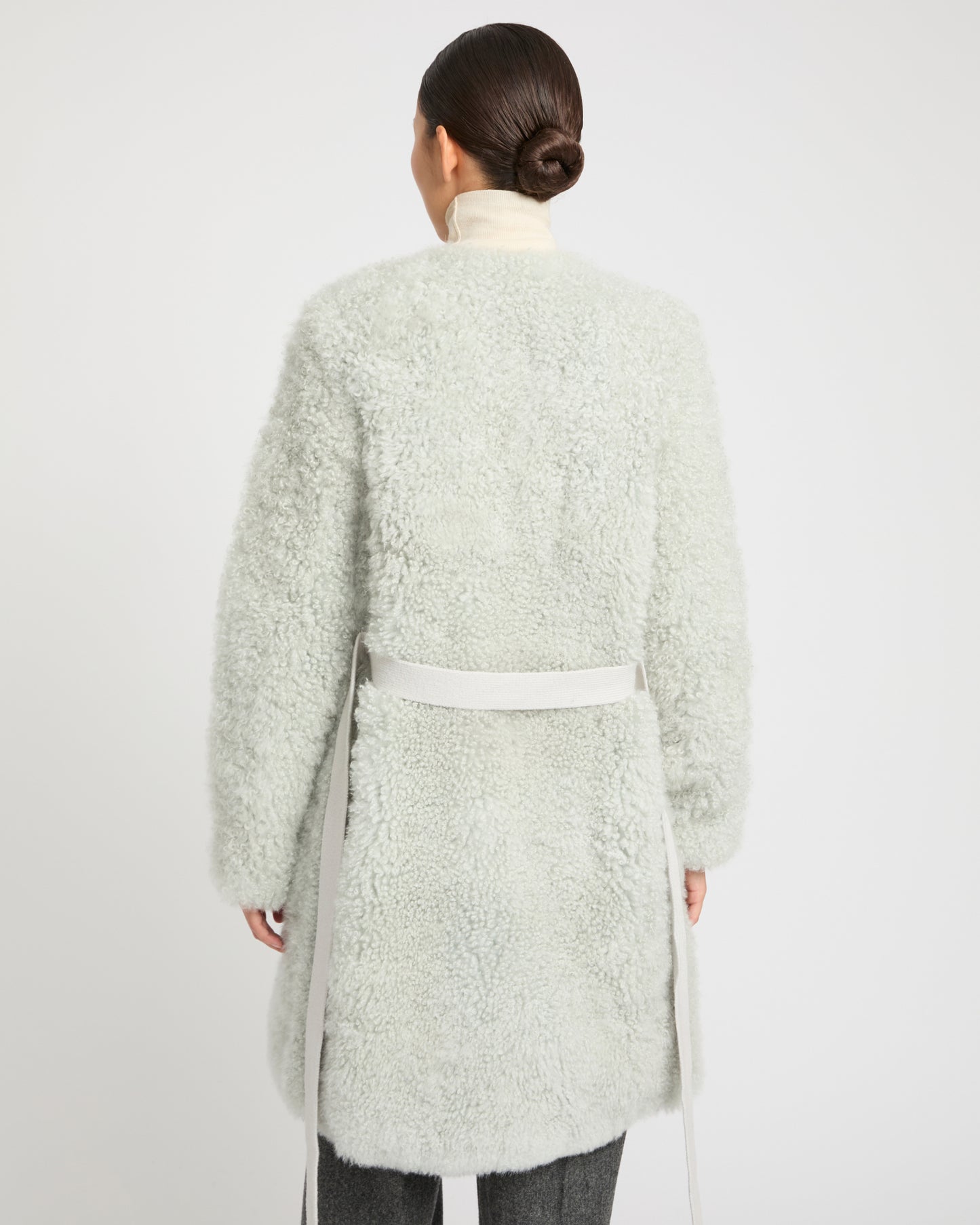 Coat in merino knit and lambskin -Yves Salomon