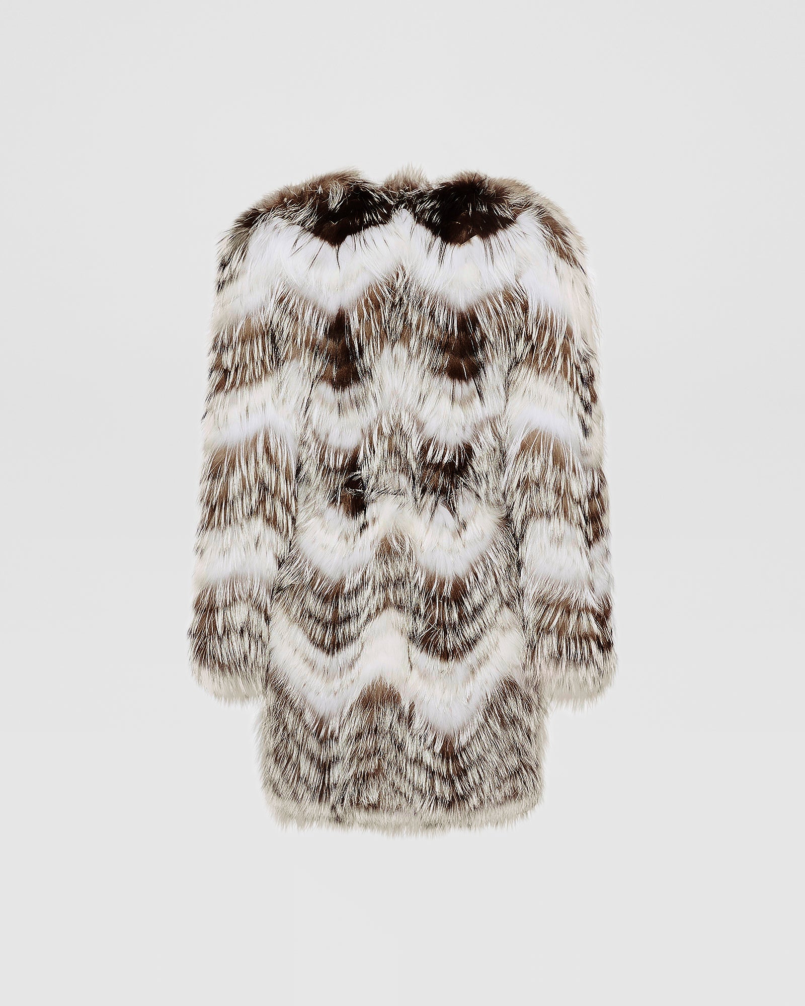 Belted coat in merino knit and fox fur - Yves Salomon