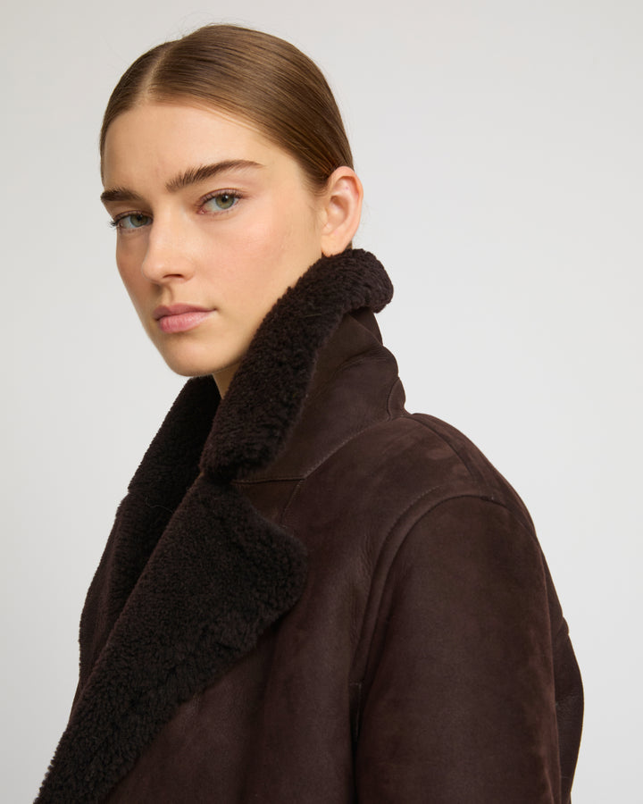 Gonfio lambskin suede effect pea coat