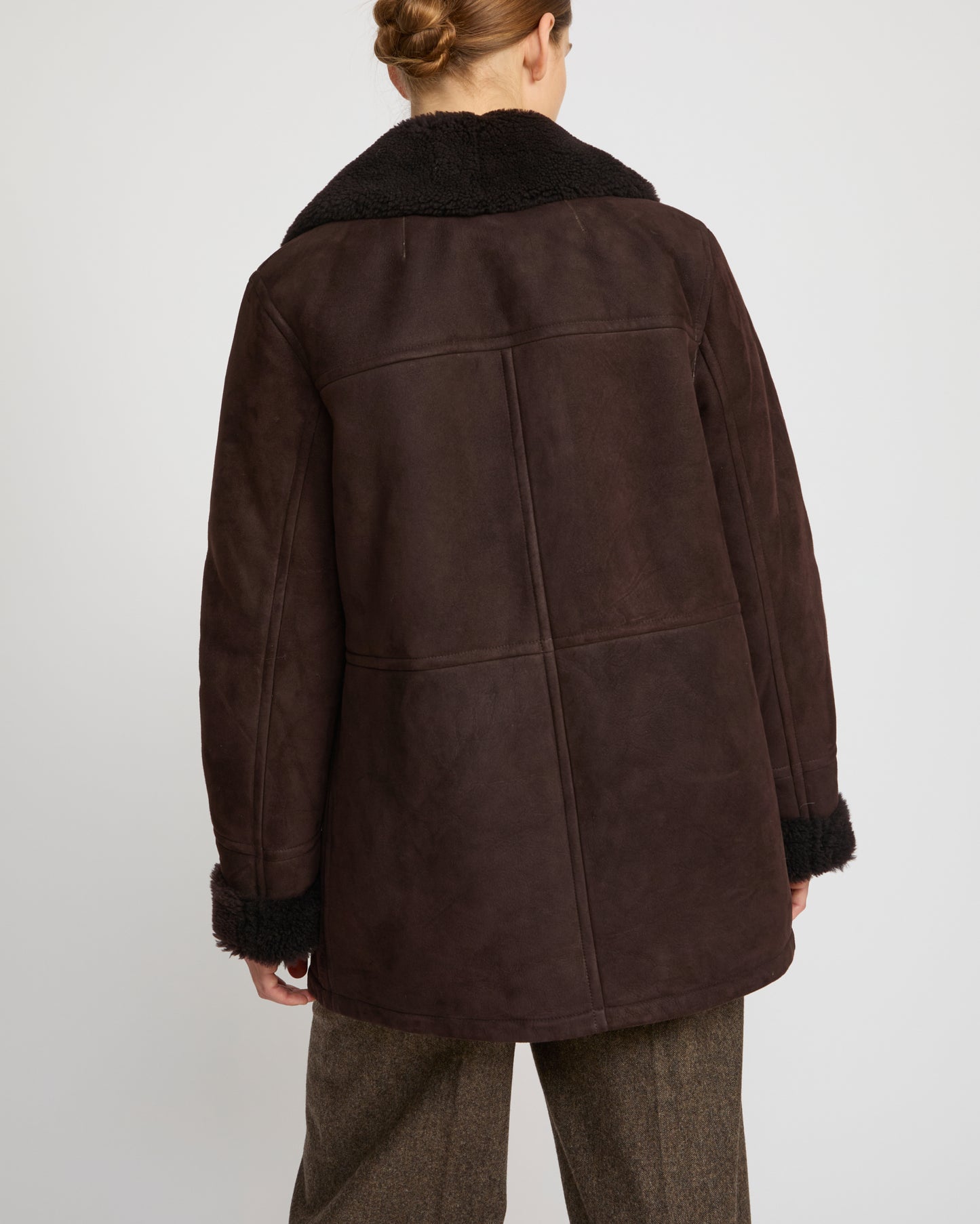 Gonfio lambskin suede effect pea coat