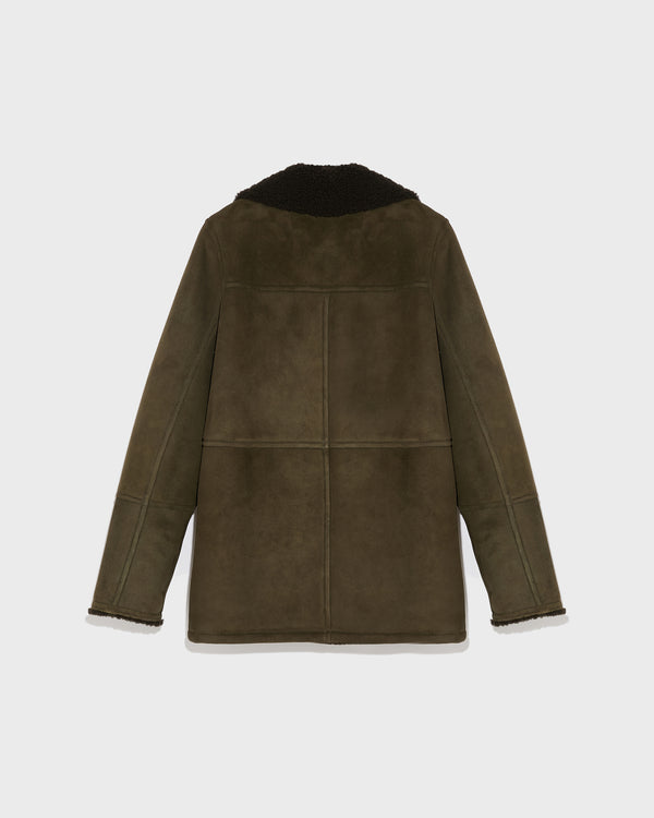 Suede merino pea coat - khaki - Yves Salomon