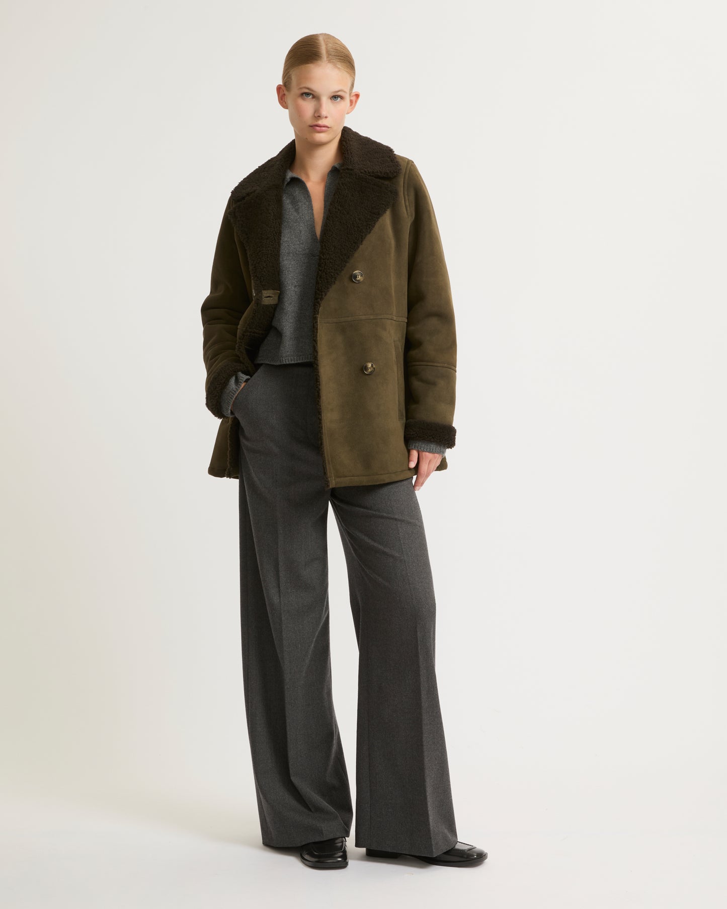 Winter sale & boxing day Yves Salomon -Suede merino pea coat