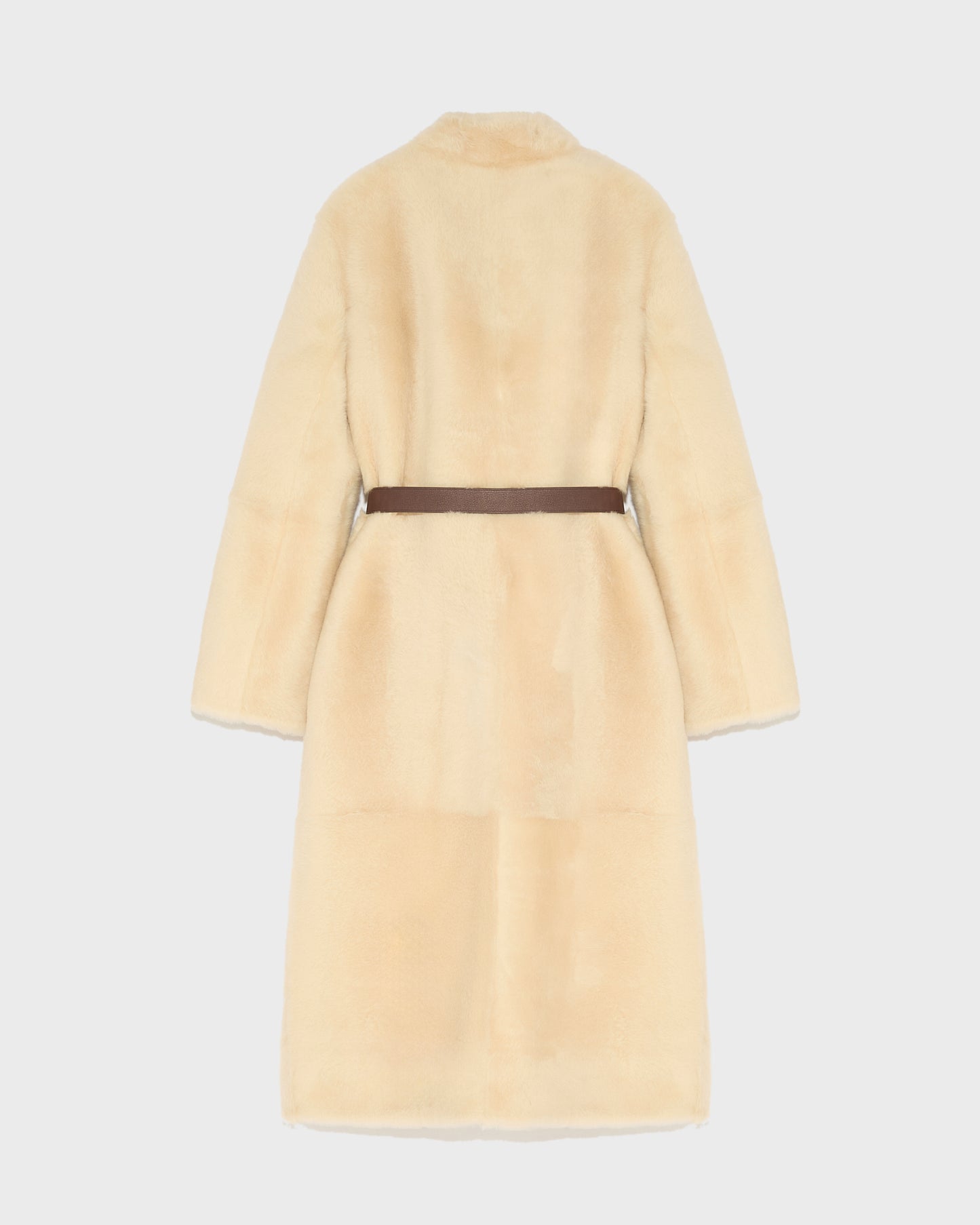 Straight belted shearling coat-Yves salomon-Winter sale & boxing day