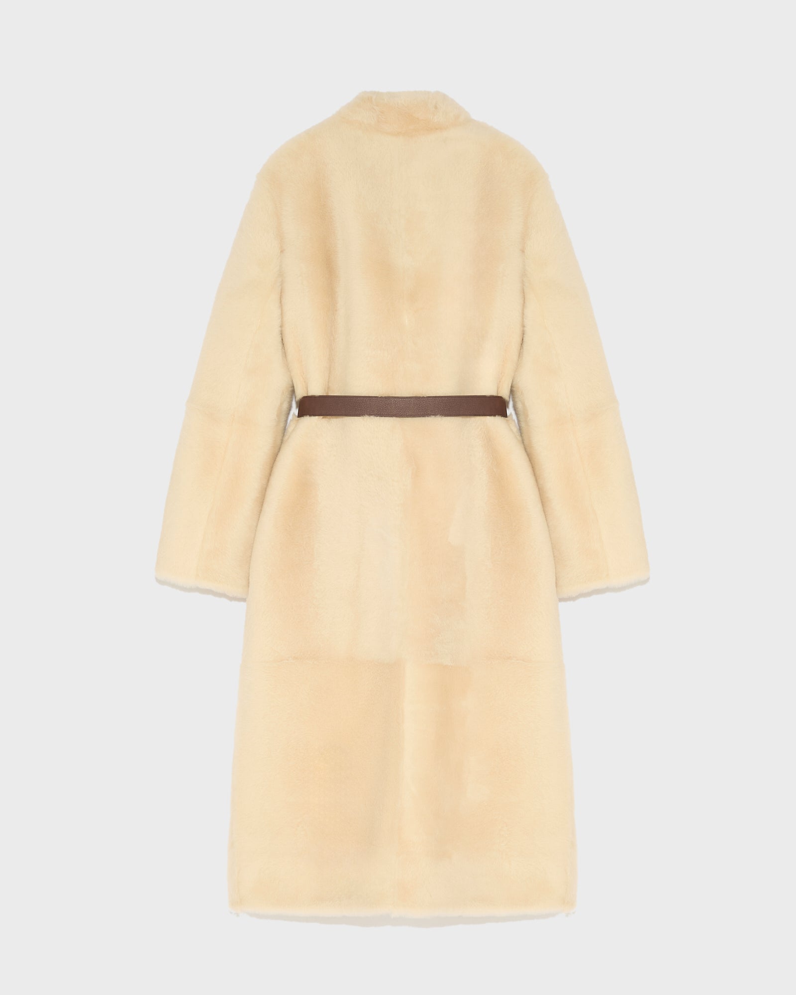 Straight belted shearling coat-Yves salomon-Winter sale & boxing day