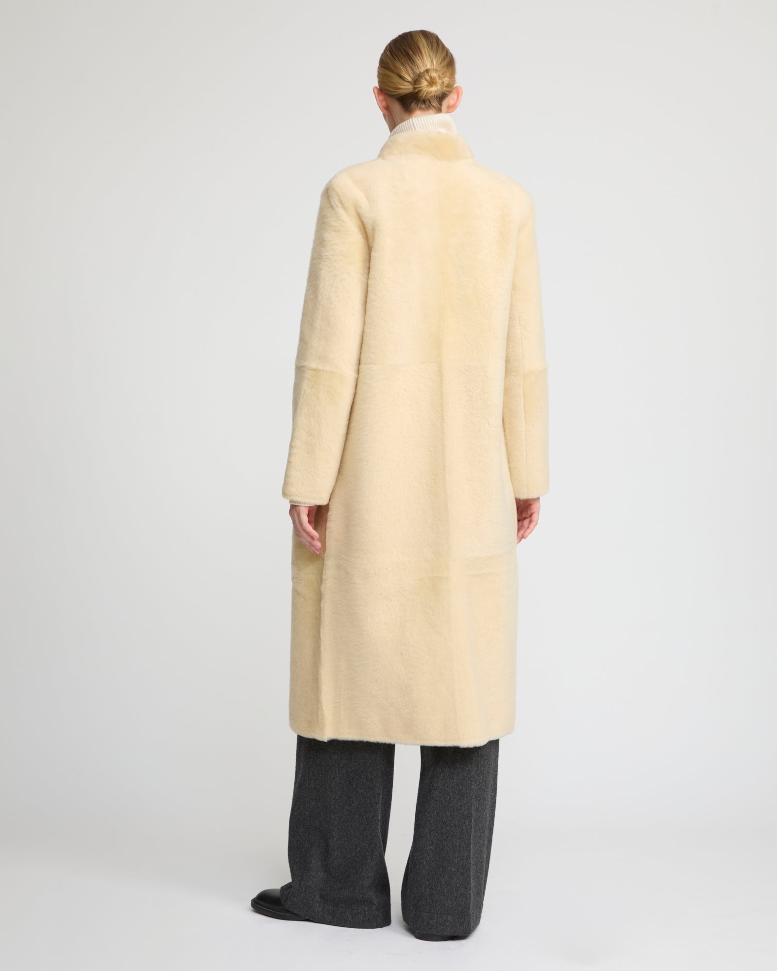 Straight belted shearling coat - Yves Salomon