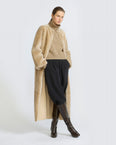 Extra long lambskin shearling coat