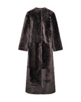 Extra long draped lambskin shearling coat