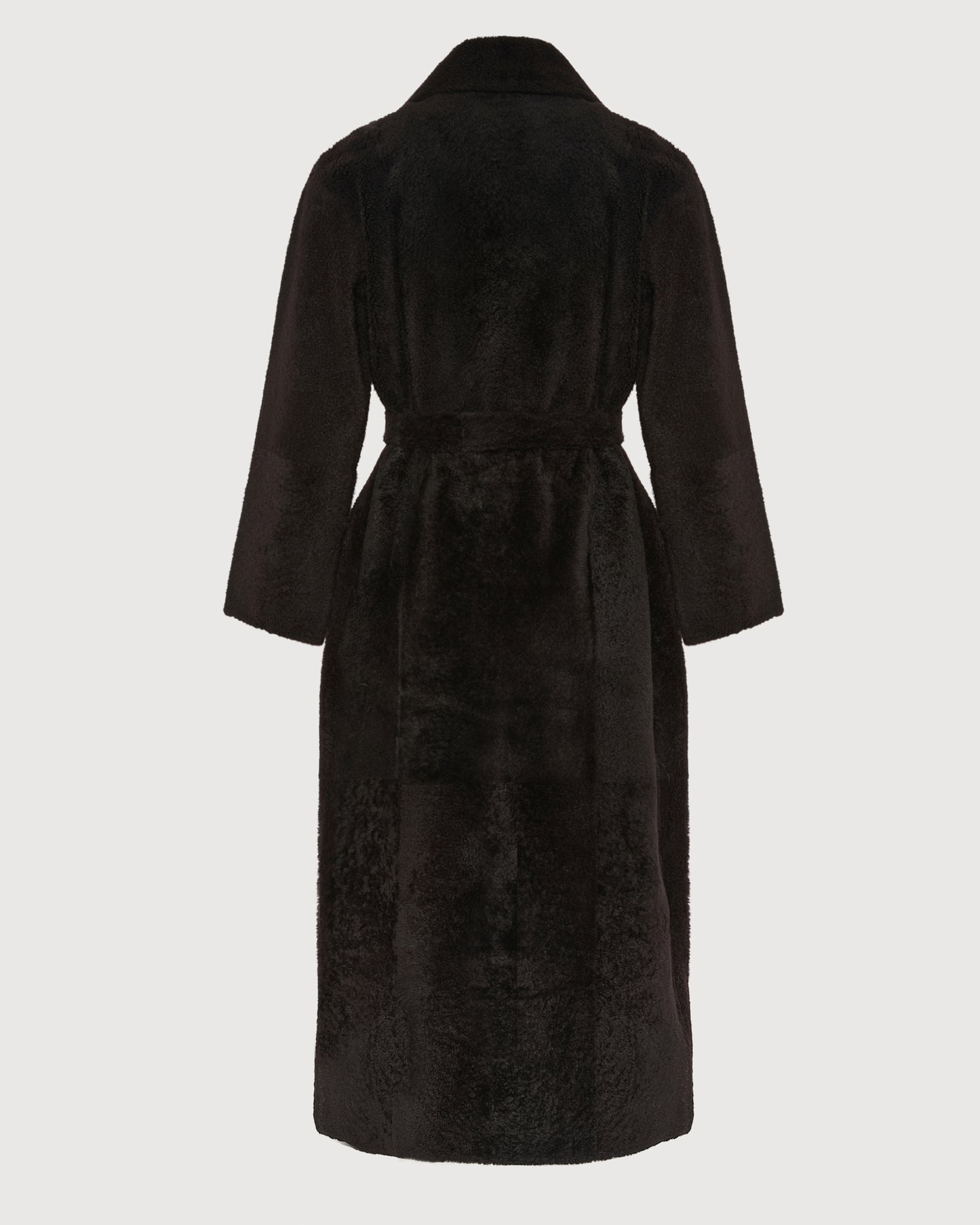 Double-breasted astrakan-style lambskin shearling coat