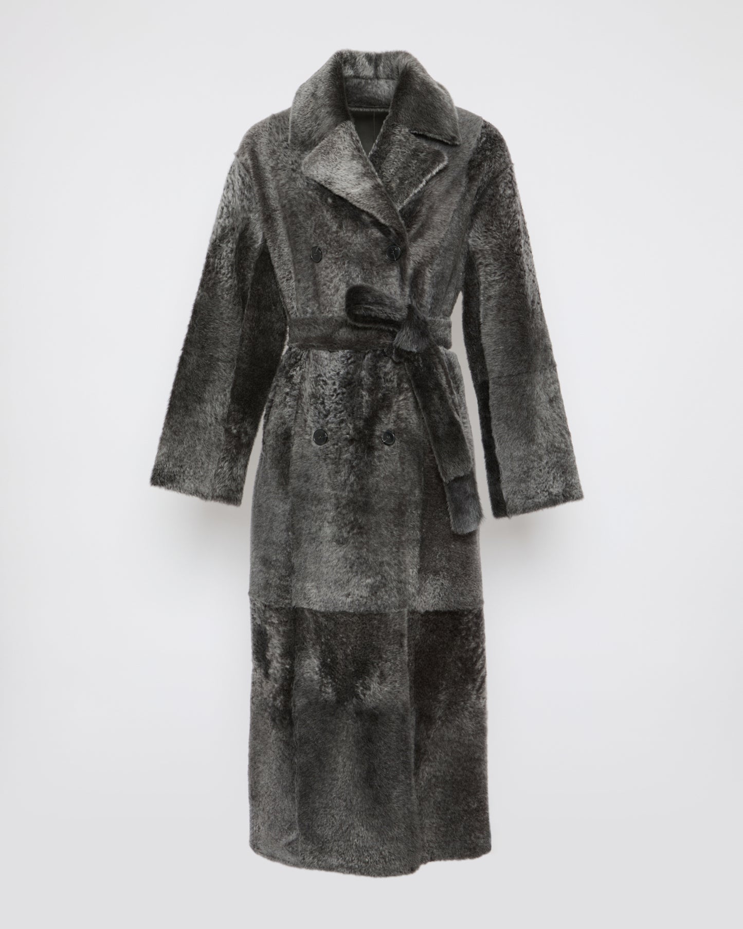 Double-breasted astrakan-style lambskin shearling coat -Yves Salomon