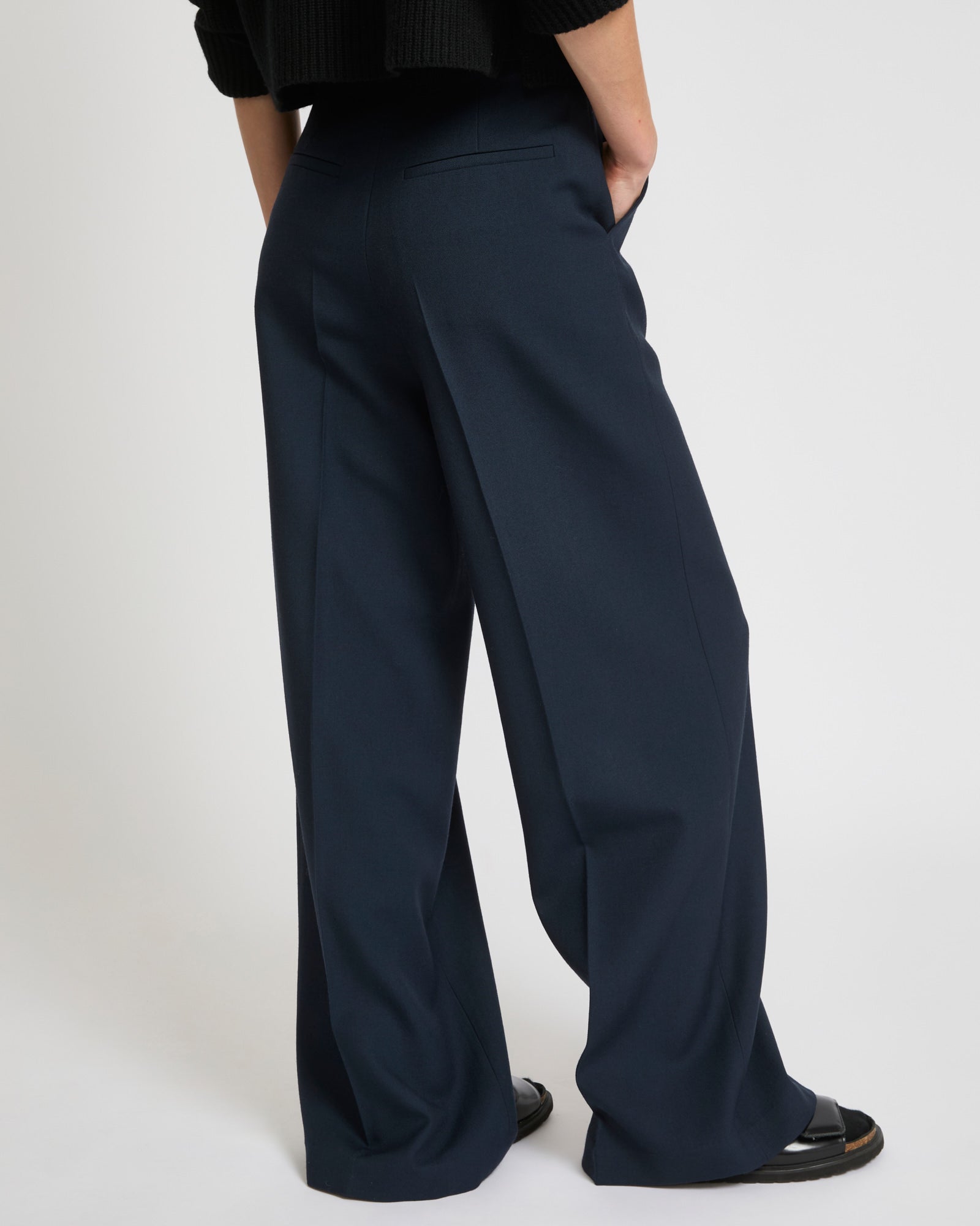 Straight trousers in wool gabardine fabric-Yves salomon-Winter sale & boxing day