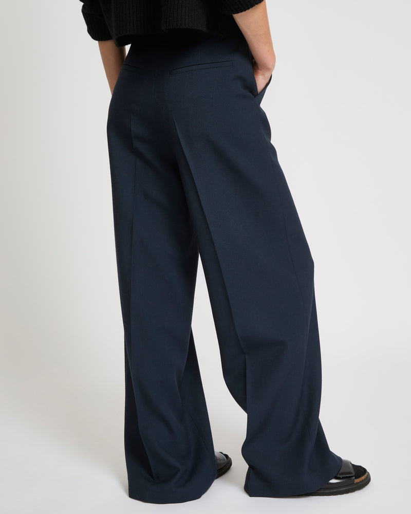 Straight trousers in wool gabardine fabric