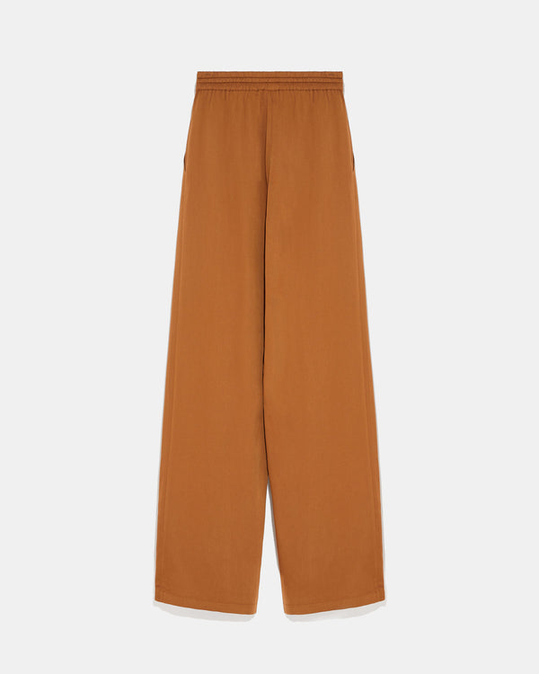 Palazzo trousers in matte satin fabric - brown - Yves Salomon