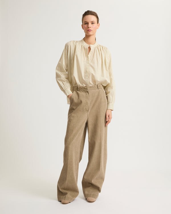 Wide-leg denim pants - beige - Yves Salomon