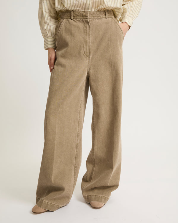 Wide-leg denim pants - beige - Yves Salomon